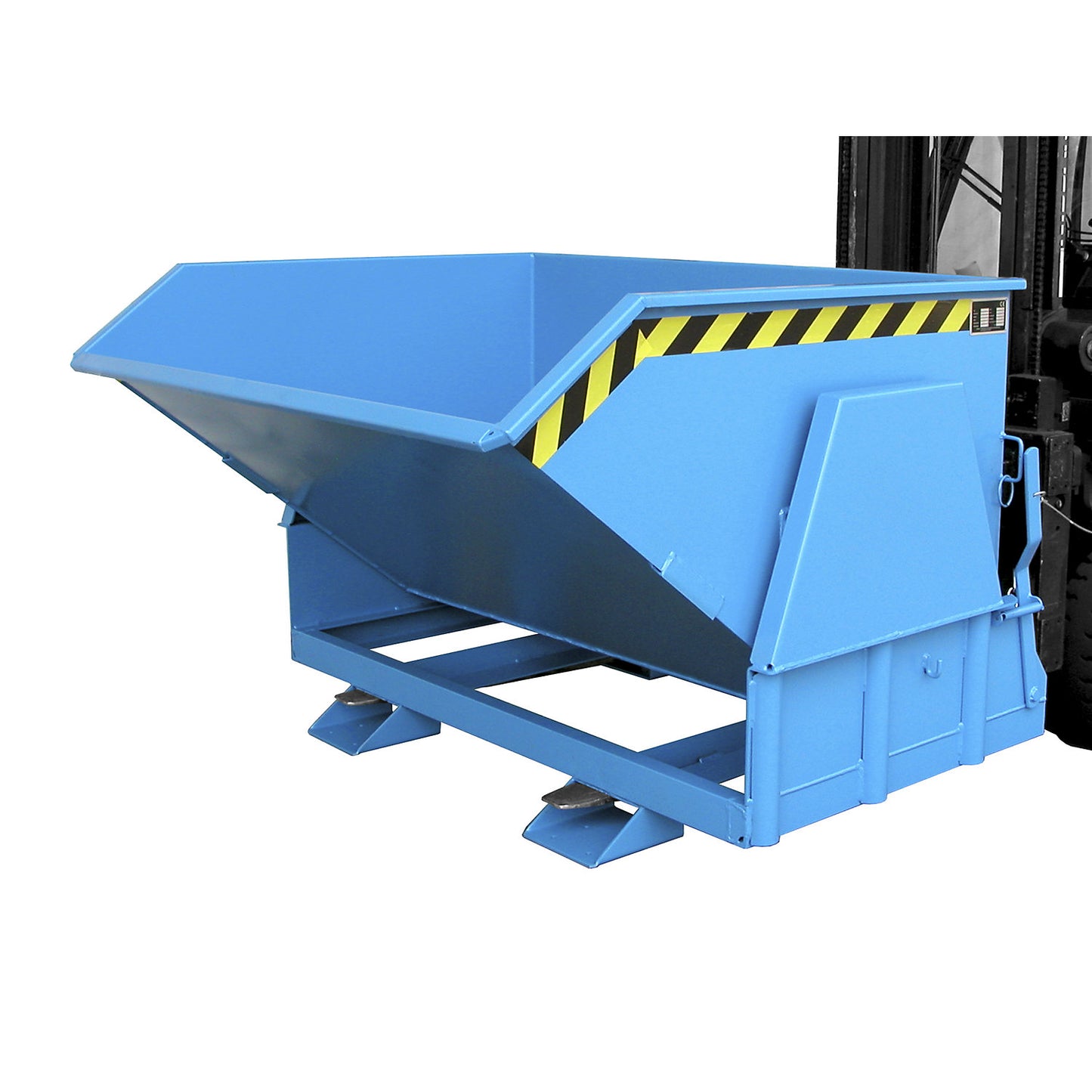 Tilting skip, standard overall height, without wheels, capacity 1.2 m³, painted light blue RAL 5012.