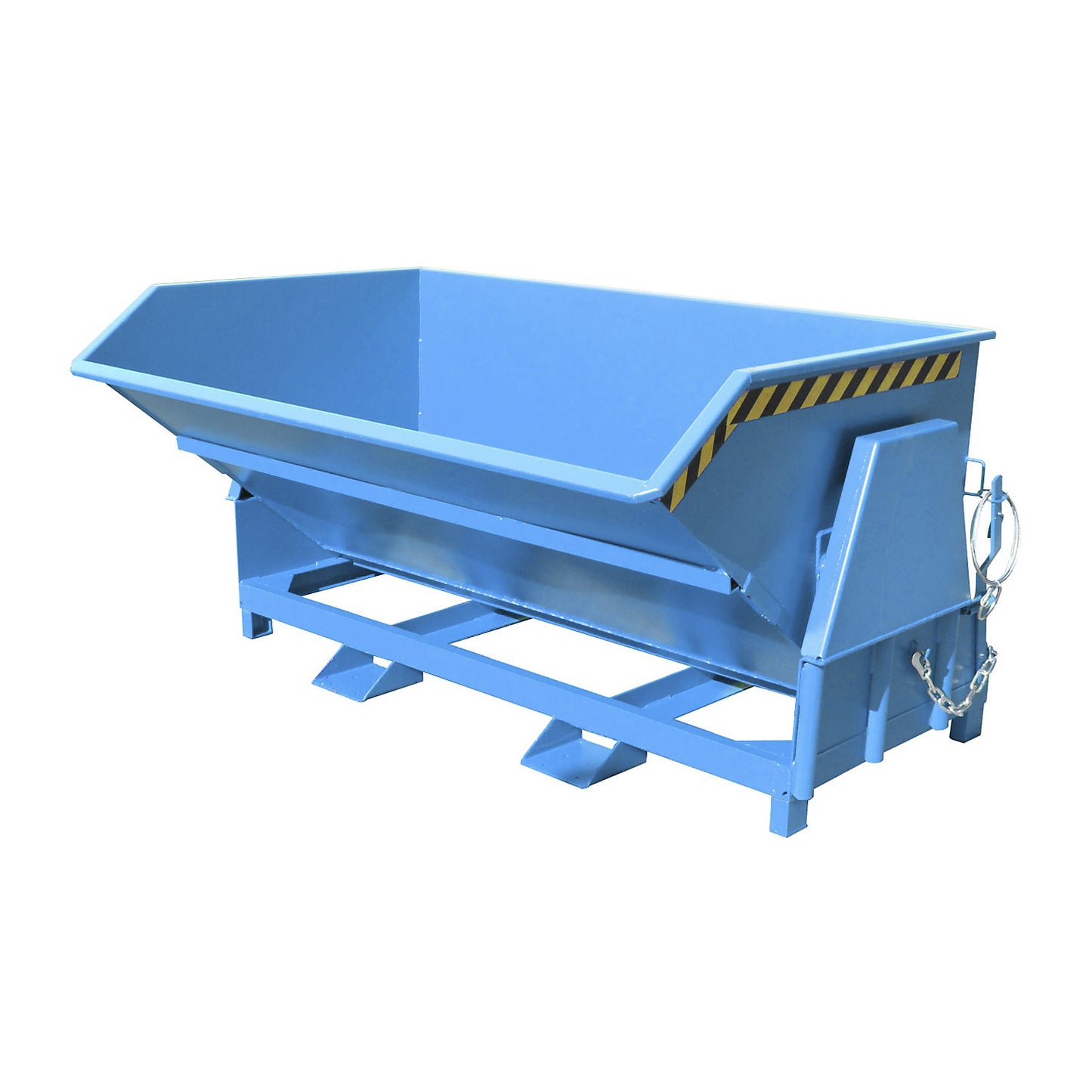 Tilting skip, standard overall height, without wheels, capacity 2.0 m³, painted light blue RAL 5012.