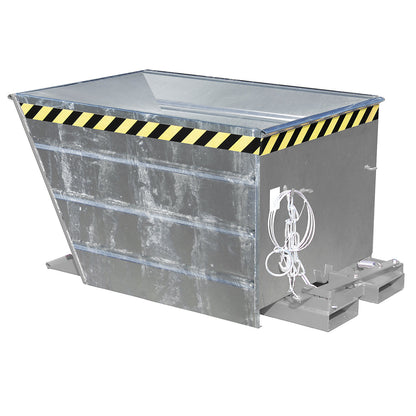 Tilting skip, compact design, capacity 1.1 m³, hot dip galvanised.