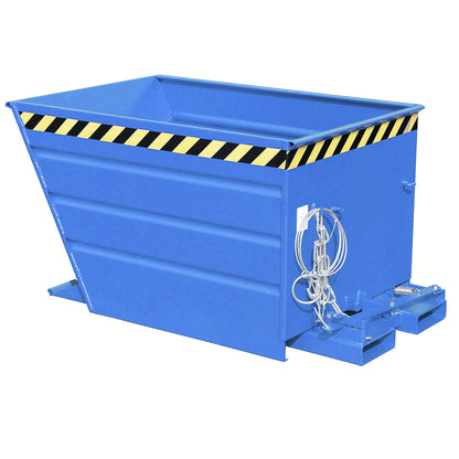 Tilting skip, compact design, capacity 1.1 m³, light blue.