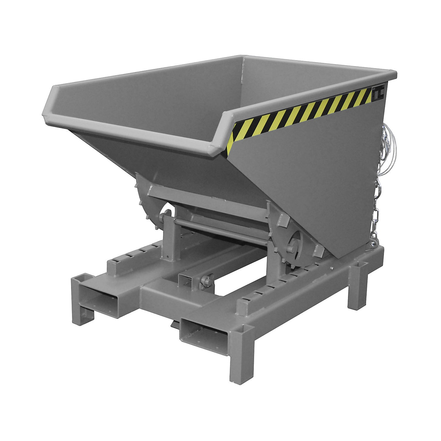 Heavy duty tilting skip, capacity 0.6 m³, max. load 4000 kg, grey RAL 7005.