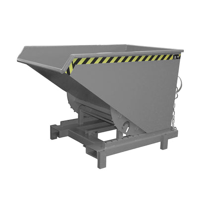 Heavy duty tilting skip, capacity 0.9 m³, max. load 4000 kg, grey RAL 7005.