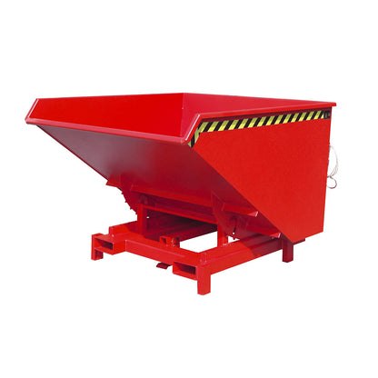 Heavy duty tilting skip, capacity 1.7 m³, max. load 4000 kg, red RAL 3000.