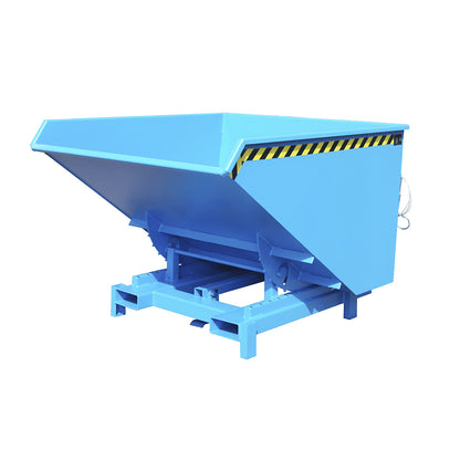 Heavy duty tilting skip, capacity 2.1 m³, max. load 4000 kg, blue RAL 5012.