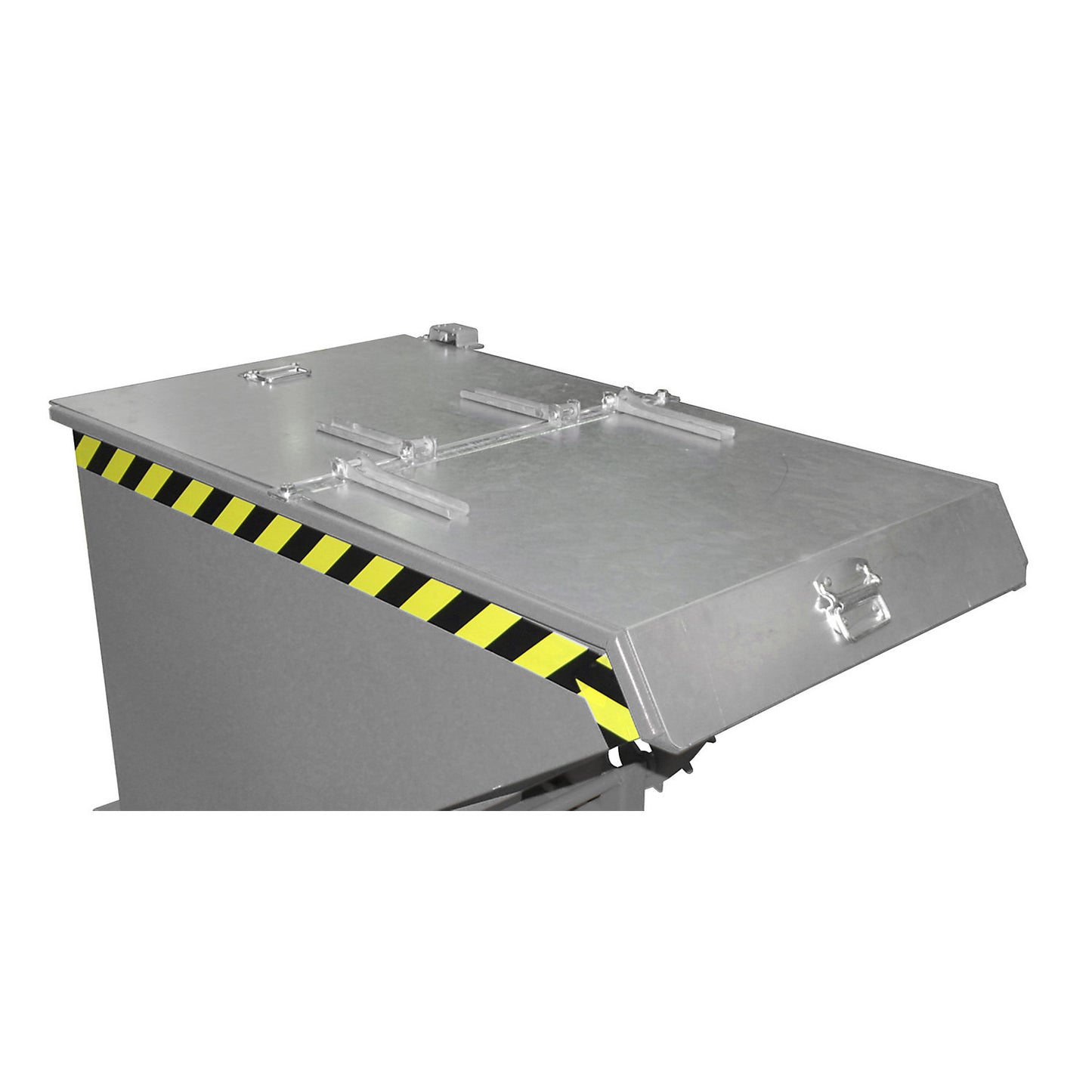 Hinged lid, for tilting skips with a capacity of 0.3 m³, zinc plated.