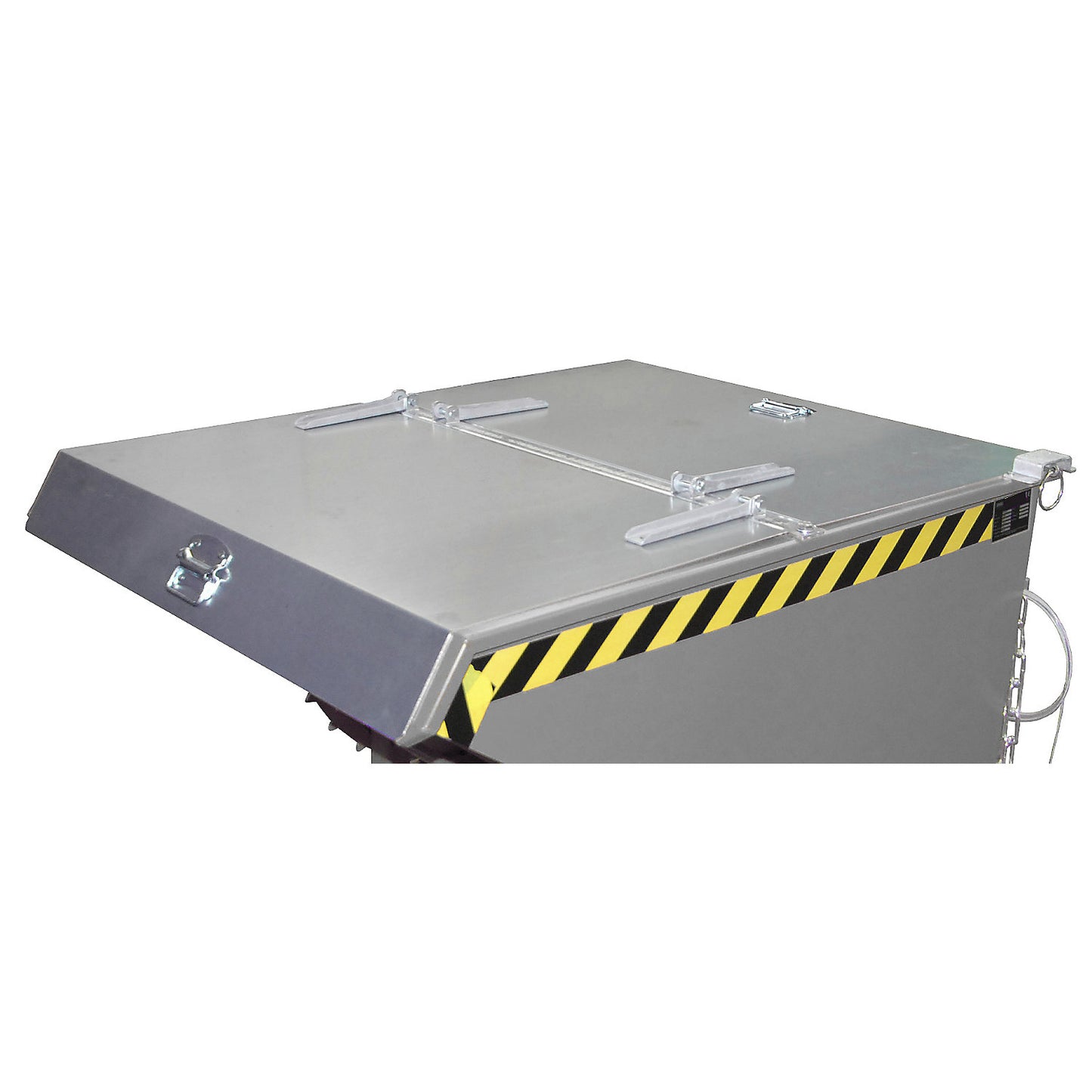 Hinged lid, for tilting skips with a capacity of 2.1 m³, zinc plated.