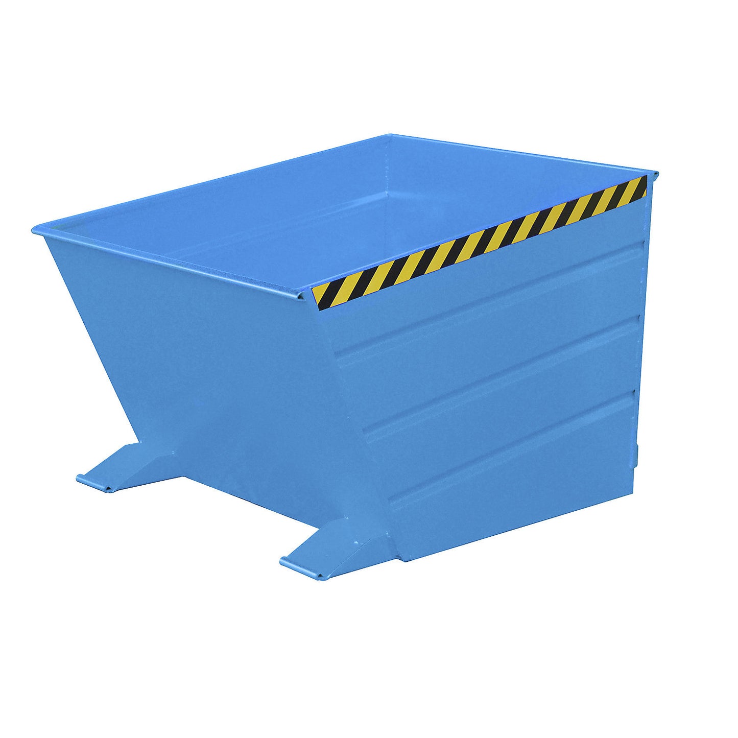 Tilting skip, low front edge, capacity 0.65 m³, light blue.