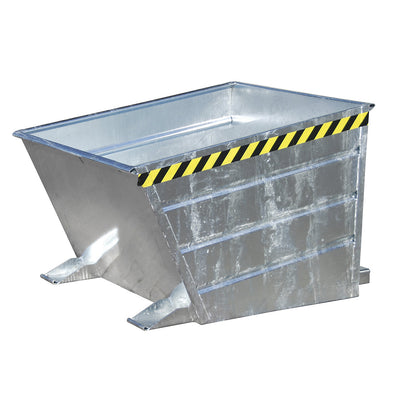 Tilting skip, low front edge, capacity 0.65 m³, hot dip galvanised.