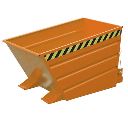 Tilting skip, low front edge, capacity 0.8 m³, yellow orange.
