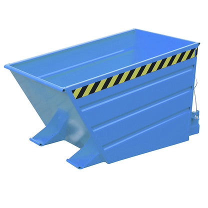 Tilting skip, low front edge, capacity 0.8 m³, light blue.