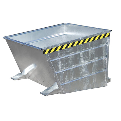 Tilting skip, low front edge, capacity 0.8 m³, hot dip galvanised.