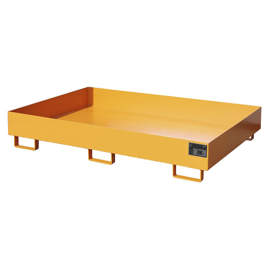 Base sump tray, 257 l sump capacity, LxWxH 1750 x 1300 x 250 mm, without grate, painted orange.