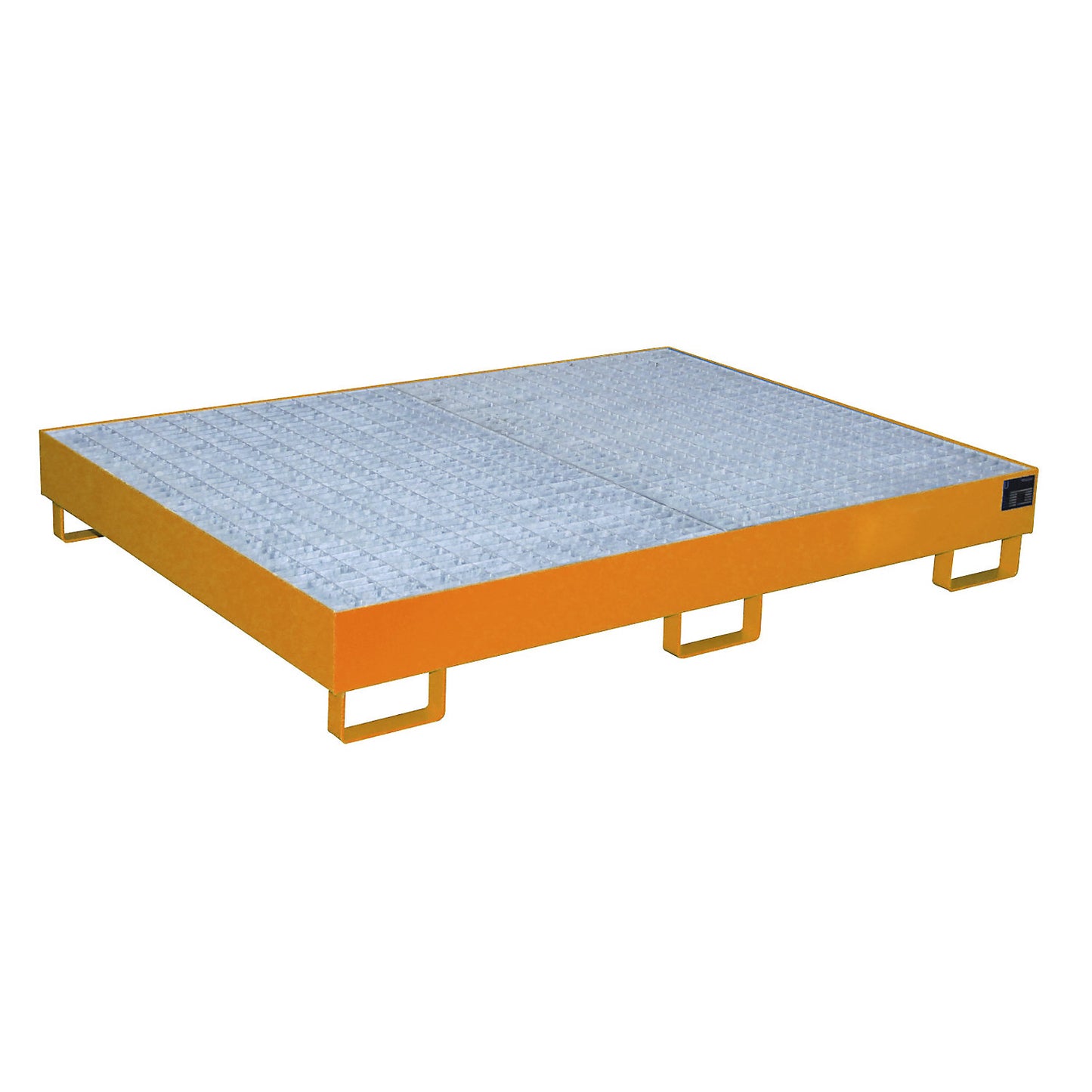 Base sump tray, 257 l sump capacity, LxWxH 1750 x 1300 x 250 mm, with grate, painted orange.