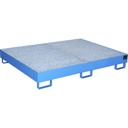 Base sump tray, 257 l sump capacity, LxWxH 1750 x 1300 x 250 mm, with grate, painted blue.