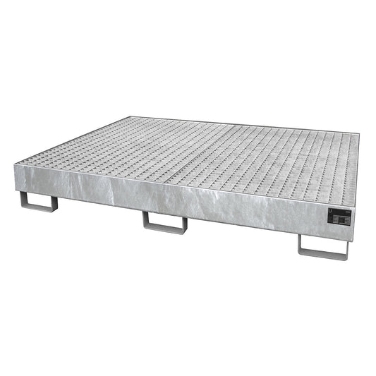 Base sump tray, 257 l sump capacity, LxWxH 1750 x 1300 x 250 mm, with grate, hot dip galvanised.