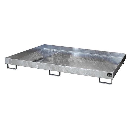 Base sump tray, 240 l sump capacity, LxWxH 2150 x 1300 x 225 mm, without grate, hot dip galvanised.