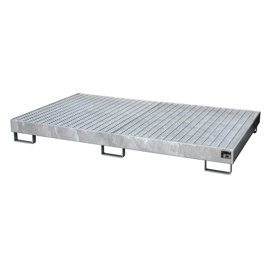 Base sump tray, 240 l sump capacity, LxWxH 2150 x 1300 x 225 mm, with grate, hot dip galvanised.