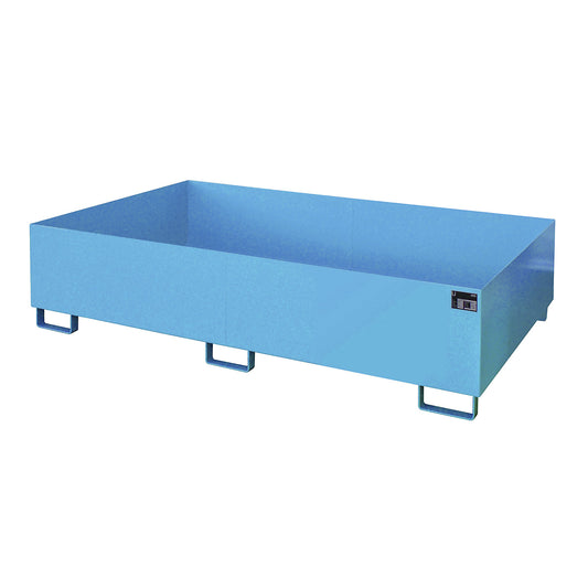 Base sump tray, 1000 l sump capacity, LxWxH 2150 x 1300 x 505 mm, without grate, painted blue.