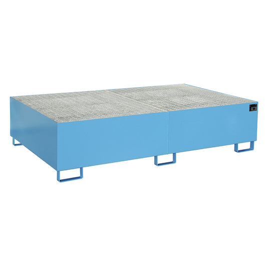 Base sump tray, 1000 l sump capacity, LxWxH 2150 x 1300 x 505 mm, with grate, painted blue.