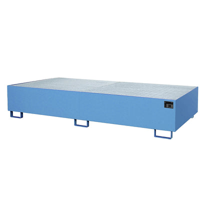 Base sump tray, 1000 l sump capacity, LxWxH 2650 x 1300 x 435 mm, with grate, painted blue.