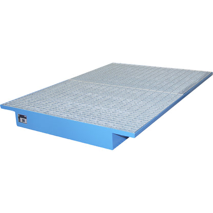 Hook-in sump tray, with zinc plated grate, LxW 1750 x 1250 / 915 mm, painted blue.