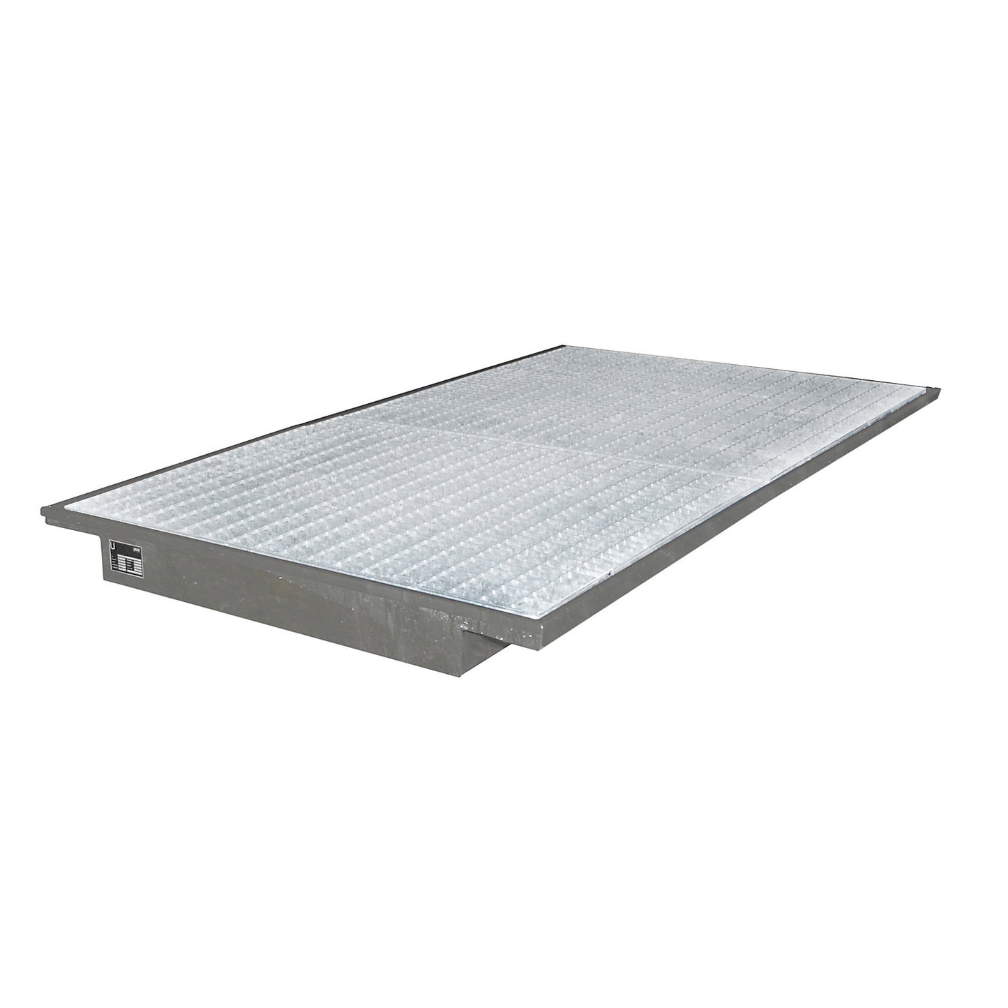 Hook-in sump tray, with zinc plated grate, LxW 2150 x 1250 / 915 mm, hot dip galvanised.