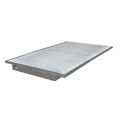Hook-in sump tray, with zinc plated grate, LxW 2150 x 1250 / 915 mm, hot dip galvanised.