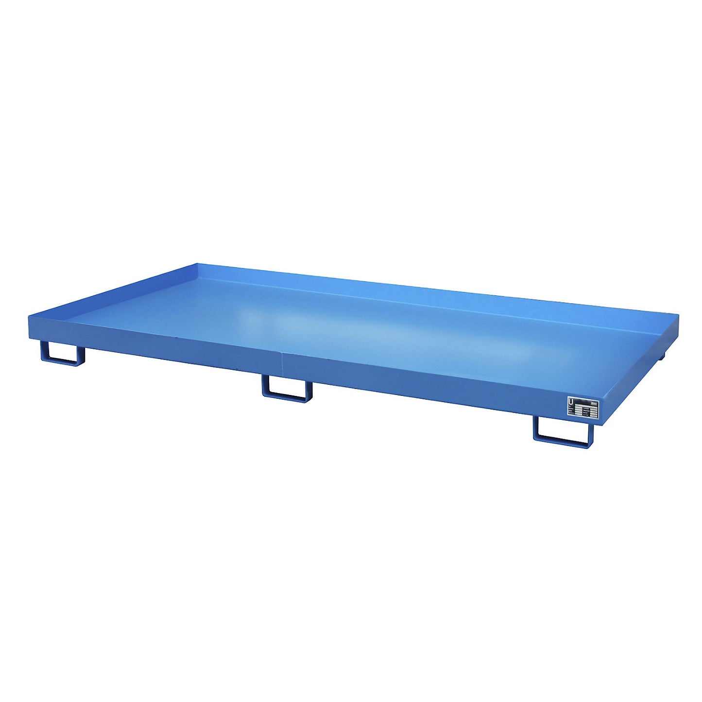 Base sump tray, 246 l sump capacity, LxWxH 2650 x 1300 x 210 mm, without grate, painted blue.