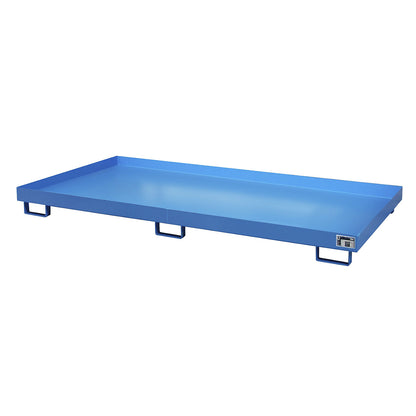 Base sump tray, 246 l sump capacity, LxWxH 2650 x 1300 x 210 mm, without grate, painted blue.