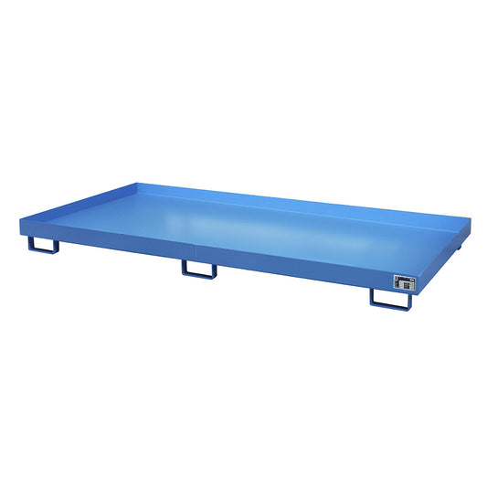 Base sump tray, 246 l sump capacity, LxWxH 2650 x 1300 x 210 mm, without grate, painted blue.