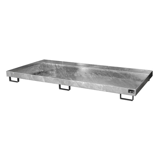 Base sump tray, 246 l sump capacity, LxWxH 2650 x 1300 x 210 mm, without grate, hot dip galvanised.