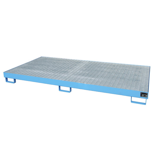 Base sump tray, 246 l sump capacity, LxWxH 2650 x 1300 x 210 mm, with grate, painted blue.