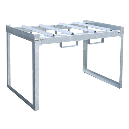 Drum and small container shelf unit, WxDxH 1310 x 800 x 780 mm, for 2 x 200 l drums.