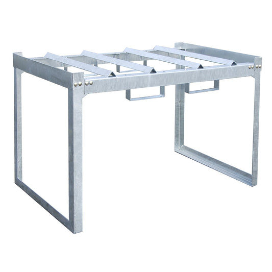 Drum and small container shelf unit, WxDxH 1310 x 800 x 780 mm, for 2 x 200 l drums.