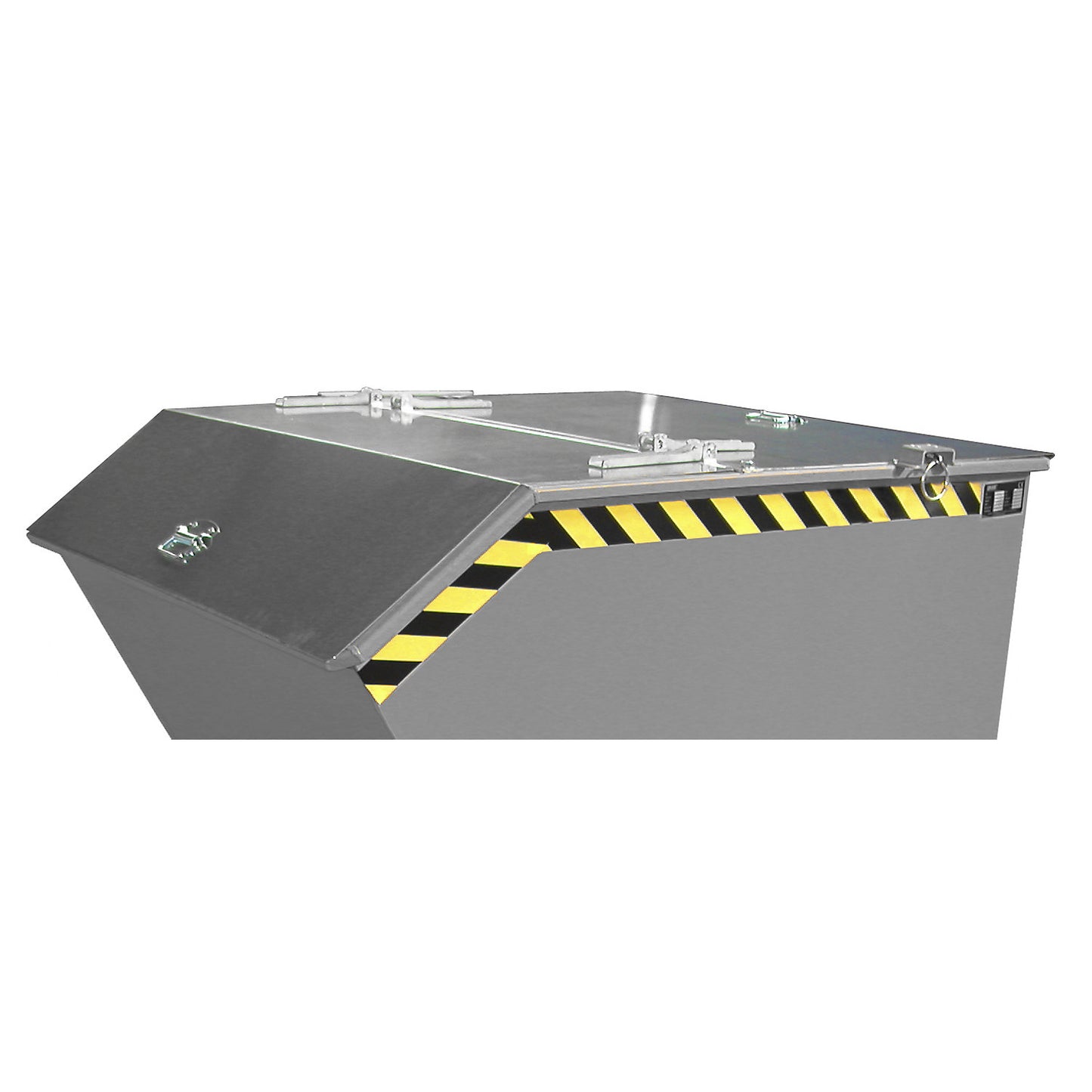 Hinged lid, for container capacity 1.5 m³, zinc plated.