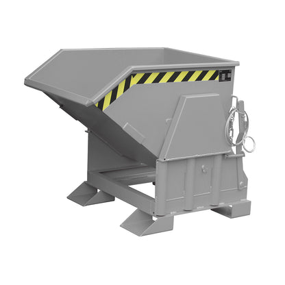 Tilting skip, standard overall height, without wheels, capacity 0.3 m³, painted grey RAL 7005.