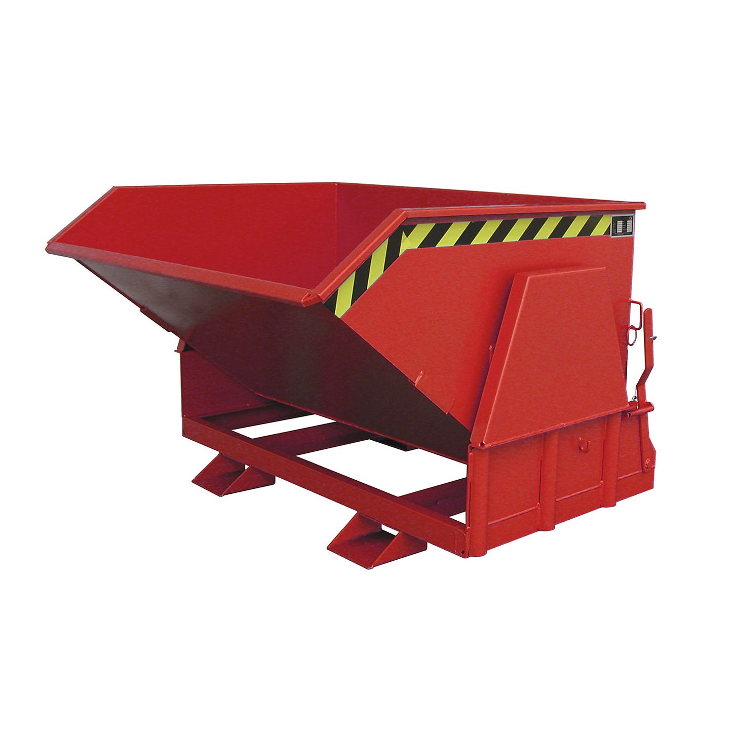 Tilting skip, standard overall height, without wheels, capacity 1.0 m³, painted red RAL 3000.
