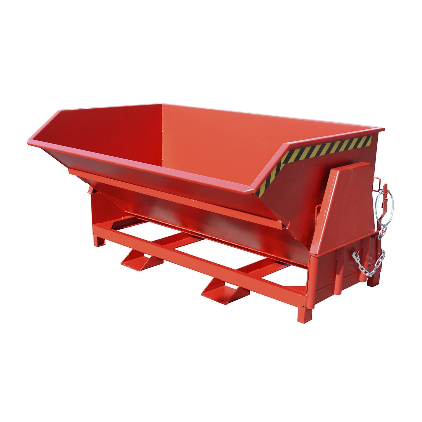 Tilting skip, standard overall height, without wheels, capacity 2.0 m³, painted red RAL 3000.