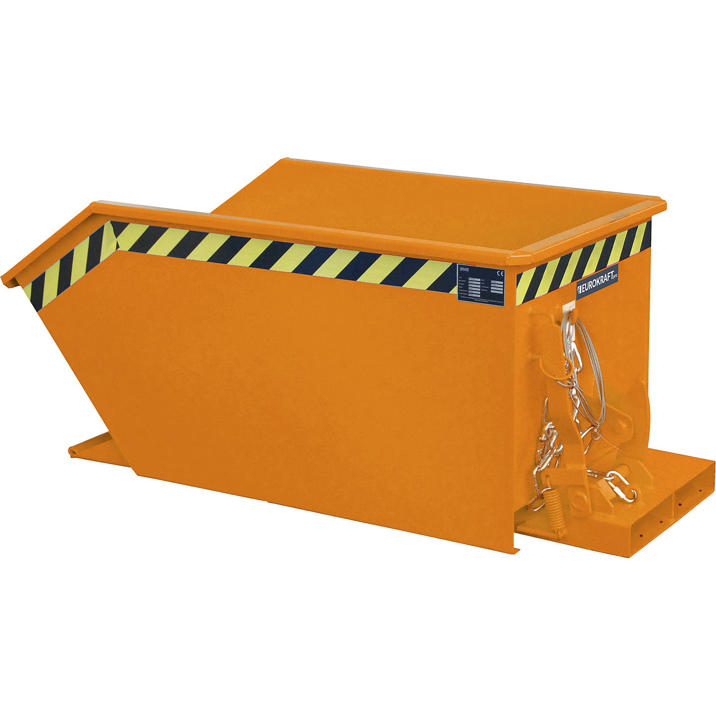 Tilting skip, low profile (E), capacity 0.3 m³, yellow orange.
