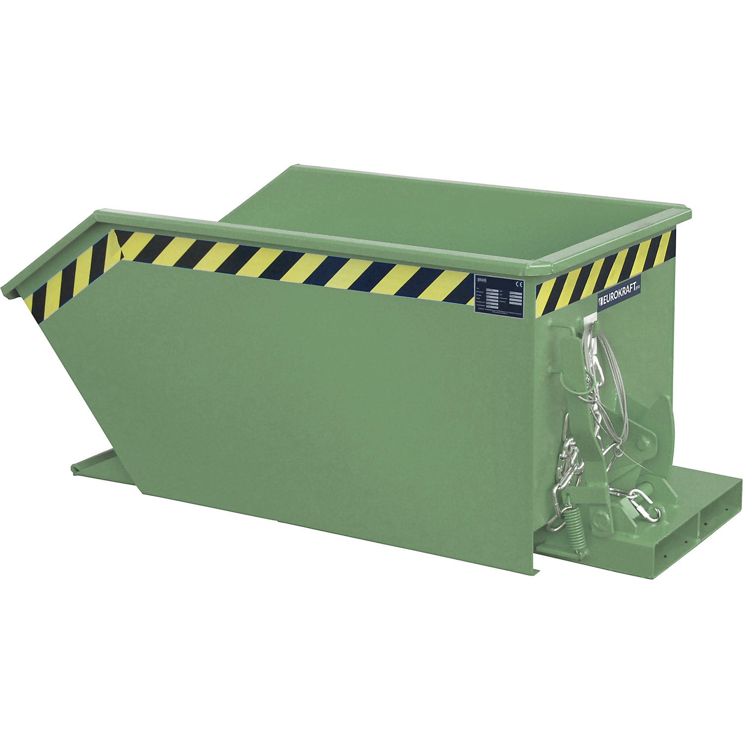 Tilting skip, low profile (E), capacity 0.3 m³, reseda green.