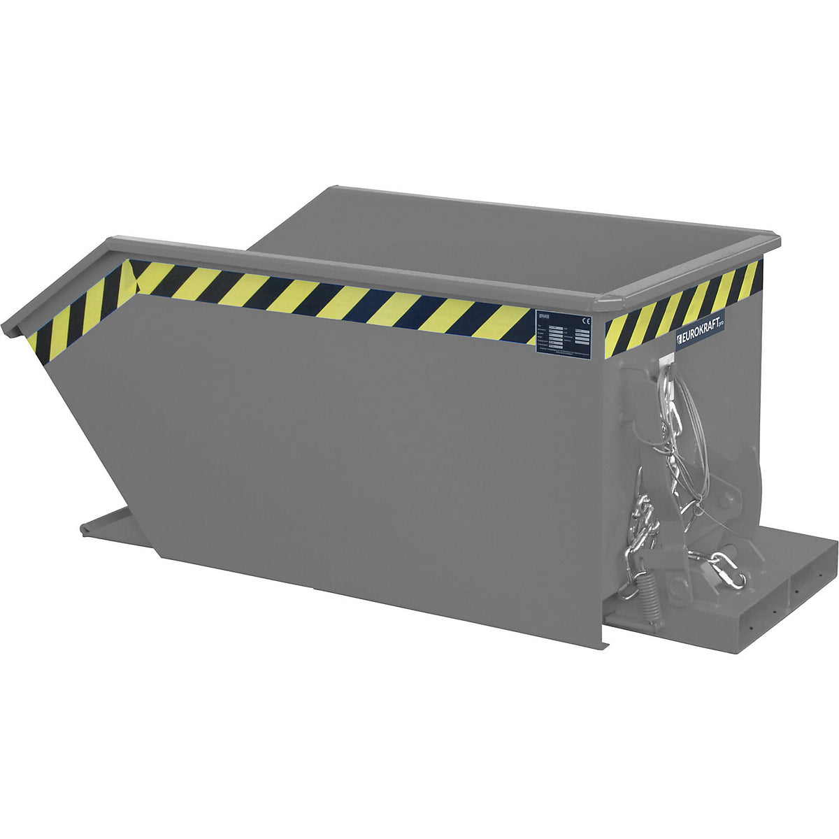 Tilting skip, low profile (E), capacity 0.3 m³, mouse grey.