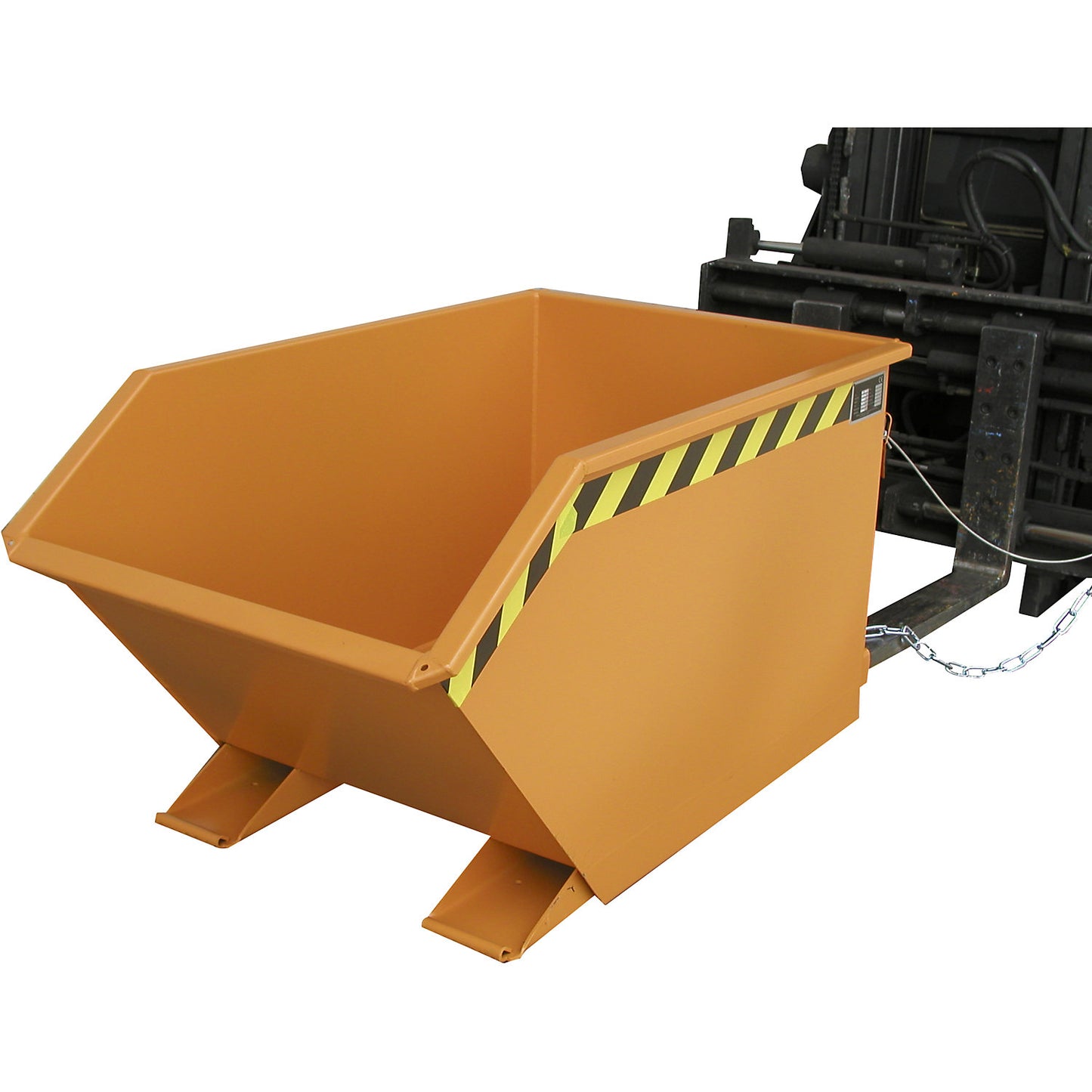 Tilting skip, low profile (E), capacity 0.5 m³, yellow orange.