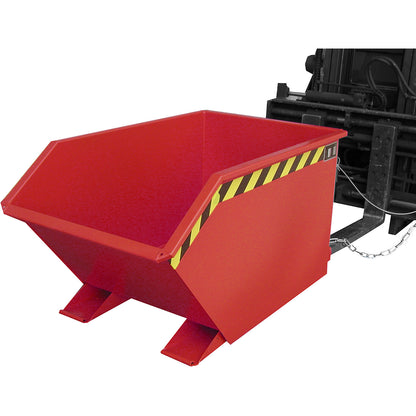 Tilting skip, low profile (E), capacity 0.5 m³, flame red.