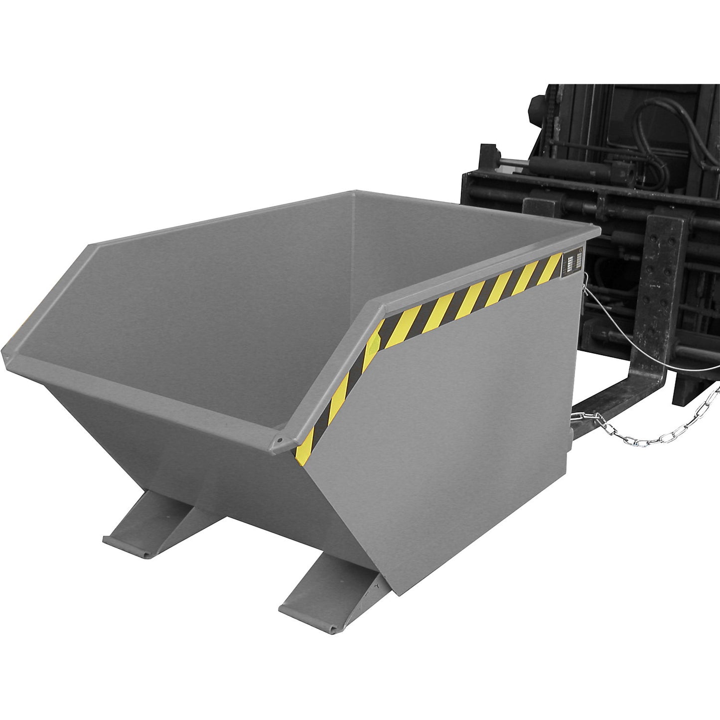 Tilting skip, low profile (E), capacity 0.5 m³, mouse grey.
