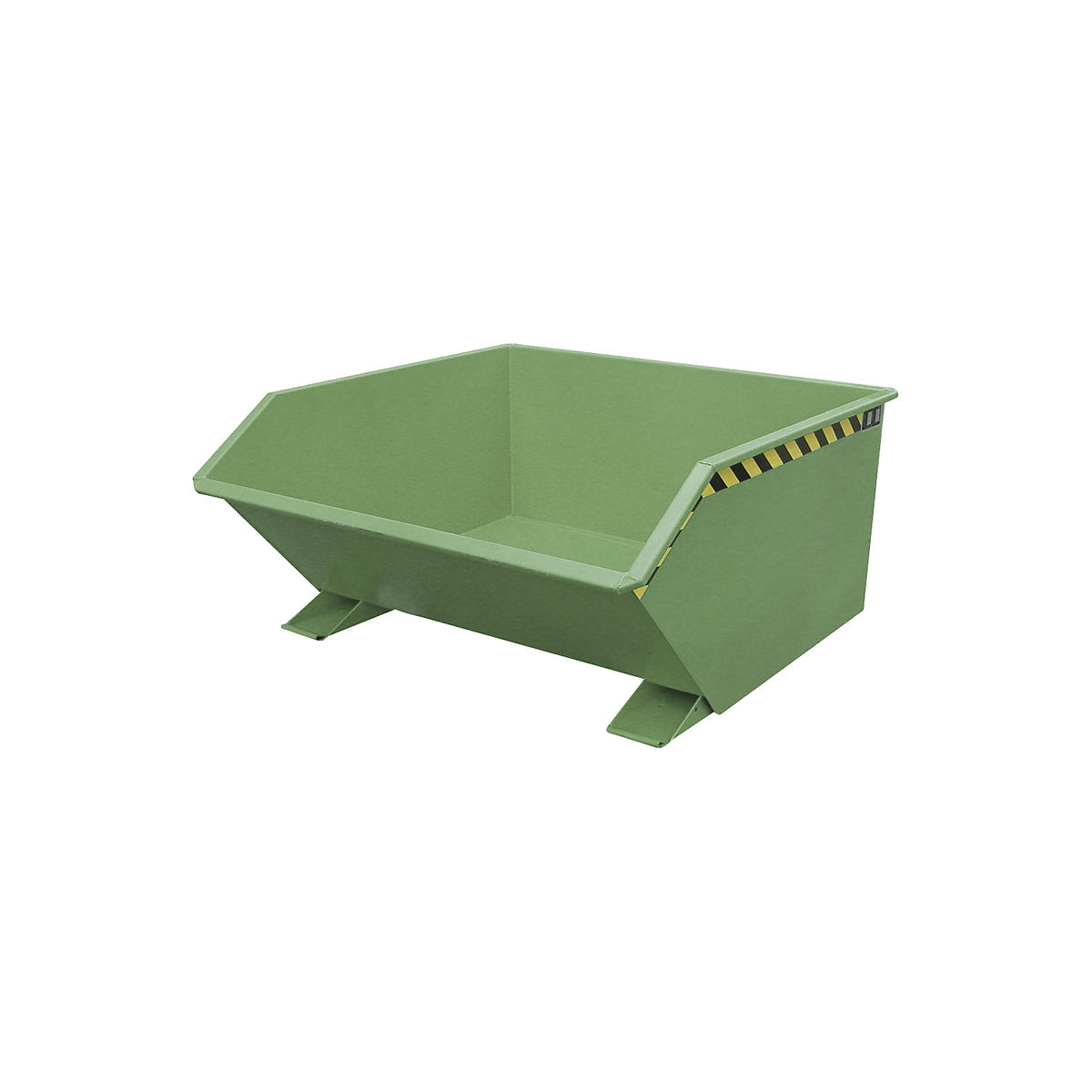 Tilting skip, low profile (E), capacity 0.75 m³, reseda green.