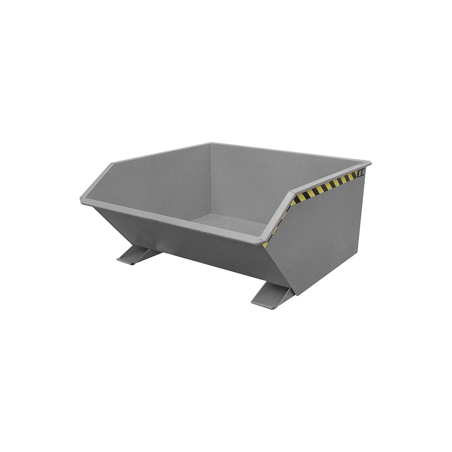 Tilting skip, low profile (E), capacity 0.75 m³, mouse grey.