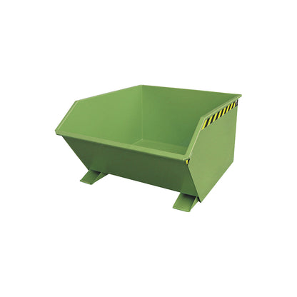 Tilting skip, low profile (E), capacity 1.0 m³, reseda green.