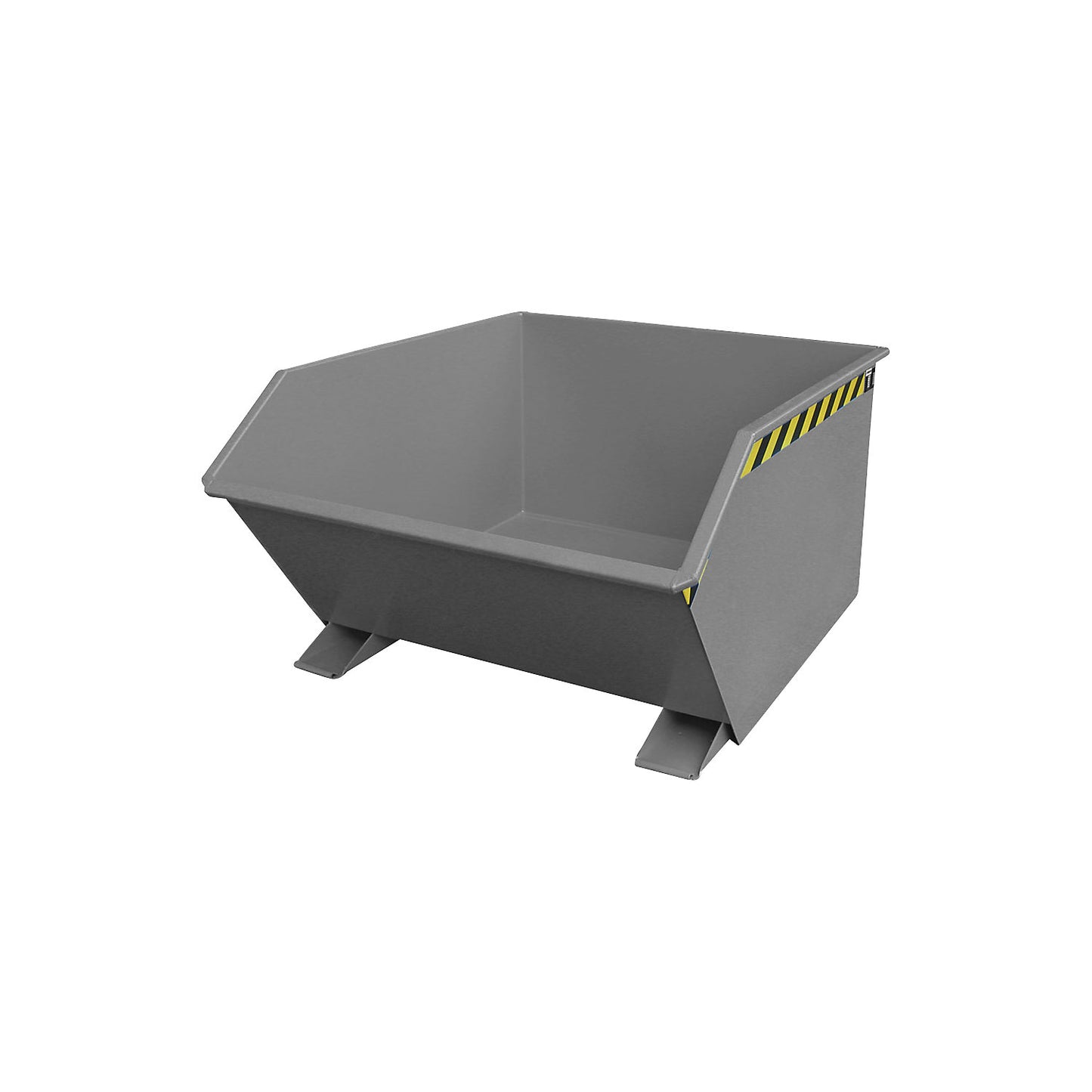 Tilting skip, low profile (E), capacity 2 m³, mouse grey.