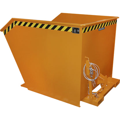 Tilting skip, low profile (E), capacity 1.5 m³, yellow orange.