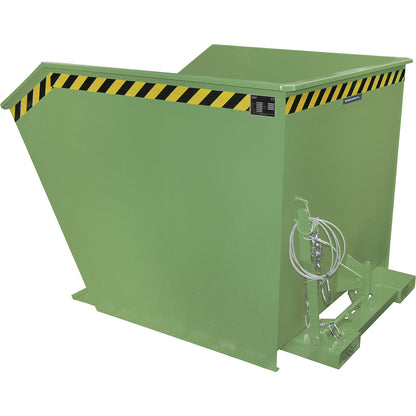 Tilting skip, low profile (E), capacity 1.5 m³, reseda green.